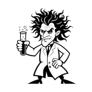 Verrückter Wissenschaftler SVG - Chemie Wissenschaftslabor Experiment druckbare druckbare Schnittdatei, sofortiger Download, kommerzielle Nutzung, svg png jpg eps pdf