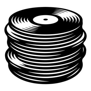 Pila de discos de vinilo SVG: colección de álbumes de DJ vintage de música retro, archivo de corte imprimible de audio analógico, descarga instantánea, uso comercial