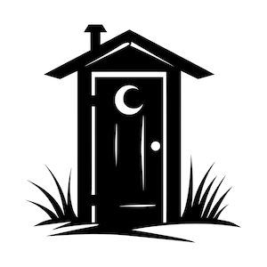 Dépendances SVG - cabane de toilettes en plein air chalet rural Silhouette Clip Art coupe fichier, téléchargement immédiat, usage commercial, png jpg eps pdf