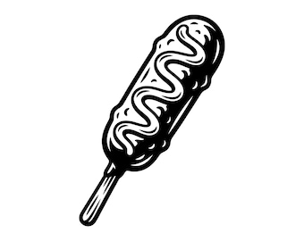 Corn Dog SVG - Carnival Food State Fair Snack Fast Food Junk Food Printable Cut File, Instant Download, Commercial Use