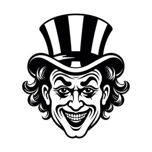 Palhaço SVG - Palhaço Malvado de Circo de Halloween, Palhaço Coringa, Silhueta, Clipart, Arquivo de Corte, Download Instantâneo, Uso Comercial, SVG, JPG, PNG, EPS, PDF