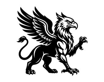 Griffin SVG - Mythical Creature Heraldic Beast Fantasy Monster Eagle Lion Printable Cut File, Instant Download, Commercial Use