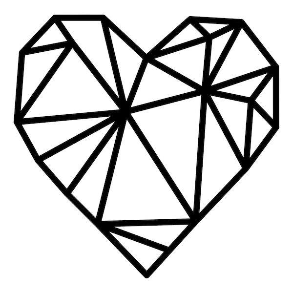 Geometric Heart SVG, love heart silhouette, valentines day clipart, geometric heart cut file, geometric heart PNG, geometric heart outline