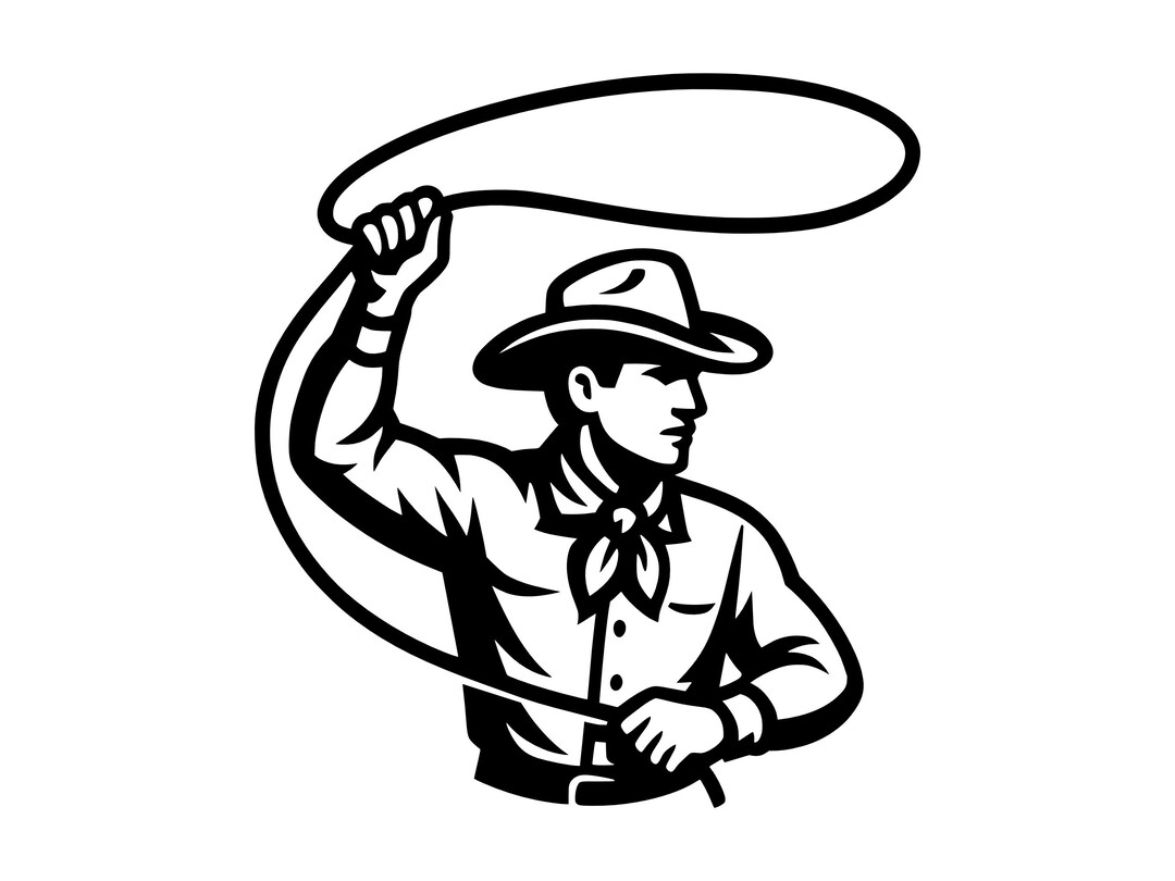 Lasso Cowboy SVG - Rodeo Wrangler Western Wild West Printable Clip Art ...