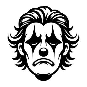 Payaso triste SVG - Silueta de cara de mimo de payaso de circo de carnaval, archivo de corte, descarga instantánea, uso comercial, SVG, PNG, JPG, EPS, PDF