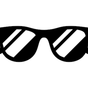 Może przedstawiać: Czarne okulary przeciwsłoneczne w klasycznym stylu. Soczewki są ciemne i mają odblaskową powierzchnię.