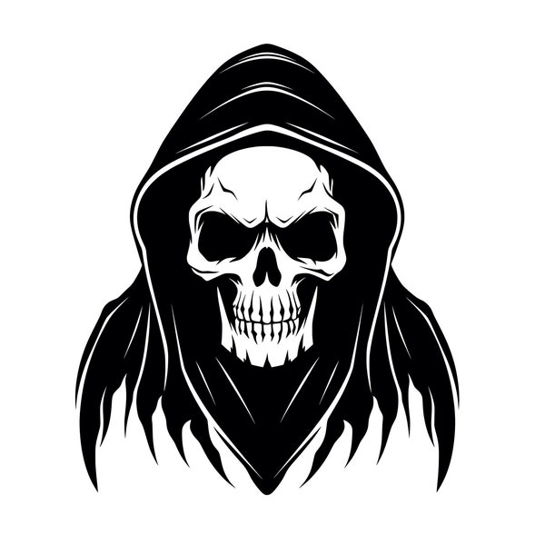 Grim Reaper SVG - Halloween Skeleton Angel of Death Gothic Skull Printable Clip Art Cut File, Instant Download, Commercial Use