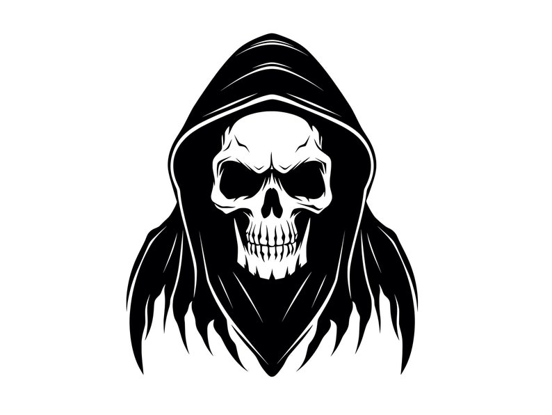 Grim Reaper SVG Halloween Skeleton Angel of Death Gothic Skull Printable Clip Art Cut File, Instant Download, Commercial Use image 1