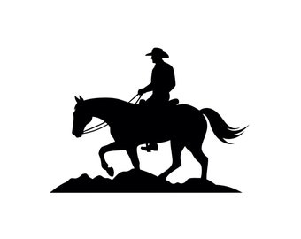 Horse Rider SVG - Cowboy Equestrian Horseback Wild West Silhouette Clipart Cut File, Instant Download, Commercial Use, svg jpg png eps pdf