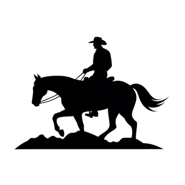 Horse Rider SVG - Cowboy Equestrian Horseback Wild West Silhouette Clipart Cut File, Instant Download, Commercial Use, svg jpg png eps pdf