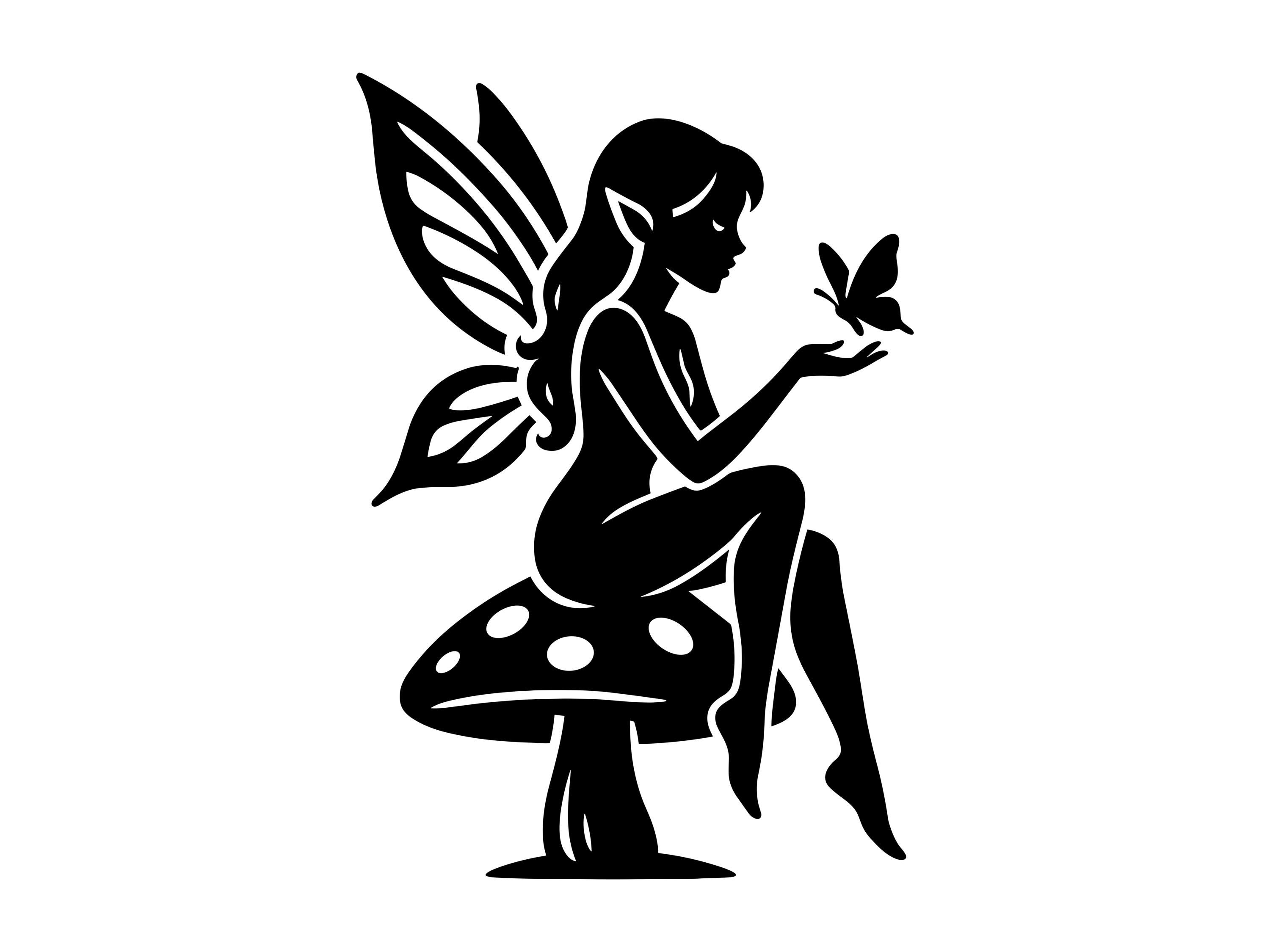 Fairy Silhouette SVG - Fantasy Woodland Magical Creature Forest Fairy ...