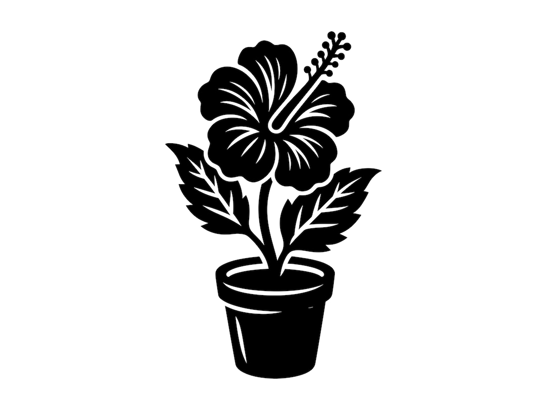 Hibiscus Flower SVG - Tropical Plant Summer Decor Floral Pot Plant