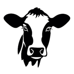 Vache SVG - fichier coupe Clipart Silhouette animaux de ferme bovins, téléchargement immédiat, usage commercial, svg jpg png eps pdf