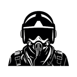 Fighter Pilot SVG - Air Force Jet Pilot Military Aviator Silhouette Clipart Cut File, Instant Download, Commercial Use, svg jpg png eps pdf