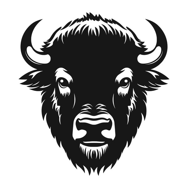 Bison Head SVG - American Bison Buffalo Yellowstone Animal Printable Clip Art Cut File, Instant Download, Commercial Use, png jpg eps pdf