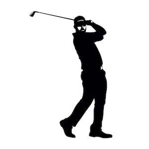 Golfeur SVG - joueur de golf Golf Club Swing Silhouette Clip Art coupe fichier, téléchargement immédiat, usage commercial, svg png jpg eps pdf