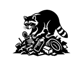 Raccoon SVG - Trash Panda Dumpster Garbage Wild Animal Scavenger Printable Cut File, Instant Download, Commercial Use