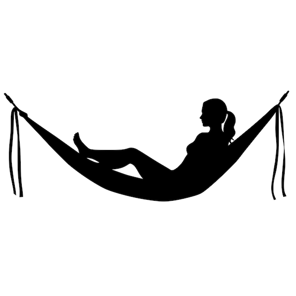 Hammock SVG - Woman On Hammock Hanging Bed Swing Relaxing Silhouette Clip Art Cut File, Instant Download, Commercial Use, png jpg eps pdf