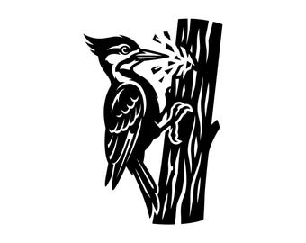 Woodpecker Bird SVG - Forest Wildlife Nature Animal Tree Pecking Printable Cut File, Instant Download, Commercial Use