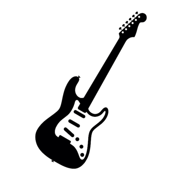 Electric Guitar SVG - Retro Guitar Rock Music Instrument Silhouette Clip Art Cut File, Instant Download, Commercial Use, svg jpg png eps pdf