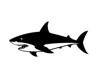 Squalo SVG - Grande squalo bianco, creatura marina, animali dell'oceano, silhouette clipart, file di taglio, download immediato, uso commerciale, svg jpg png eps pdf