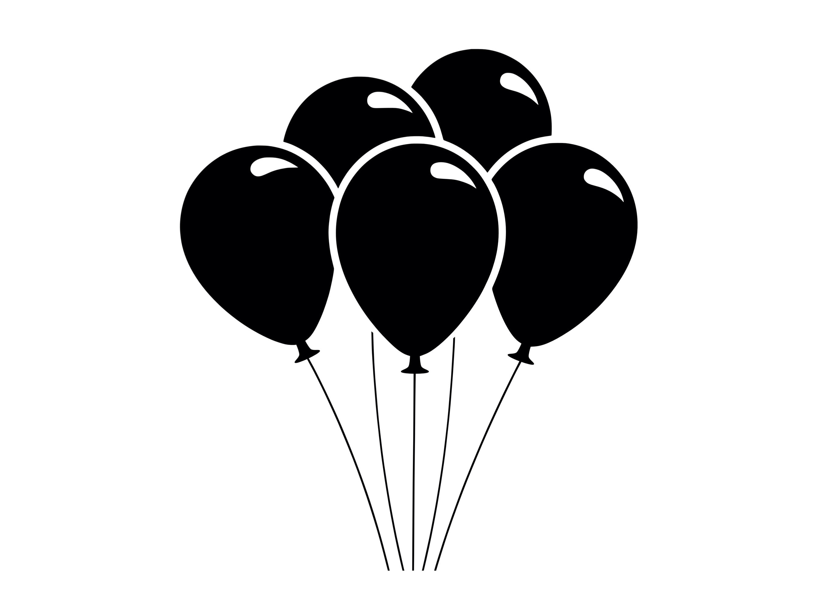 Balloons SVG - Floating Balloons Celebration Birthday Party Decoration Printable Clip Art Cut File, Instant Download, Commercial Use