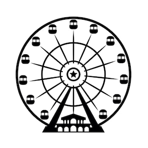 Riesenrad SVG - Rummelplatz Vergnügungsfahrt Zustand Fair Silhouette Clipart geschnitten Datei, sofortiger Download, kommerzielle Nutzung, svg jpg png eps pdf