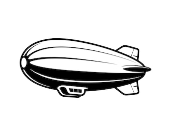 Blimp SVG - Zeppelin Vintage Flying Airship Sky Travel Clip Art stampabile File di taglio, download immediato, uso commerciale, svg png jpg eps pdf