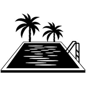 Schwimmbad SVG - am Pool Sommerzeit Tropisches Urlaubsresort druckbare Clip Art Schnitt Datei, sofortiger Download, kommerzielle Nutzung, svg png jpg eps pdf