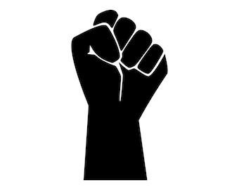 Raised Fist SVG, protest fist silhouette, clenched fist clipart, raised fist cut file, black lives matter fist PNG, blm black fist outline