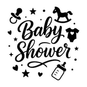 Shower de bébé SVG - fête de célébration de bébé nouveau-né révéler texte décoratif imprimable couper fichier, téléchargement immédiat, usage commercial svg png jpg pdf