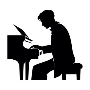 Pianista SVG - Piano de cauda, instrumento musical, pianista, arquivo de corte para impressão, download instantâneo, uso comercial, svg png jpg eps pdf