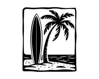 ビーチ サーフボード SVG - ビーチサイド サーフィン アイランド ヤシ