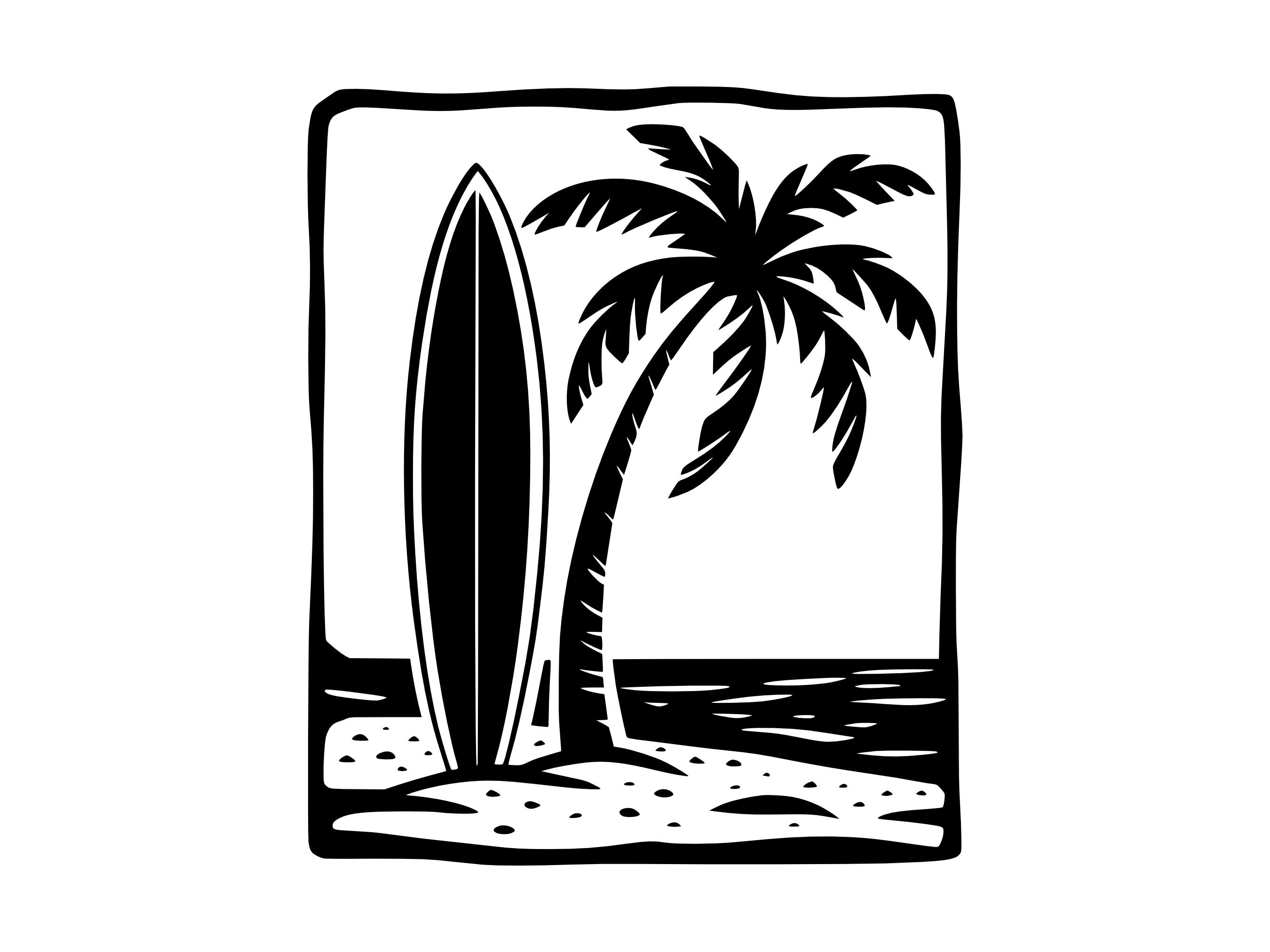 ビーチ サーフボード SVG - ビーチサイド サーフィン アイランド ヤシ 