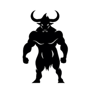 Minotauro SVG - Silhouette di bestia, creatura mitologica, uomo con testa di toro, file clipart, download immediato, uso commerciale, svg jpg png eps pdf