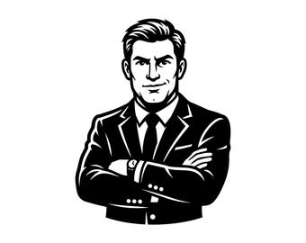 Biznesmen SVG - Tajny agent, przystojny pan młody, szef korporacji, model męski, plik do druku, natychmiastowe pobranie, do użytku komercyjnego