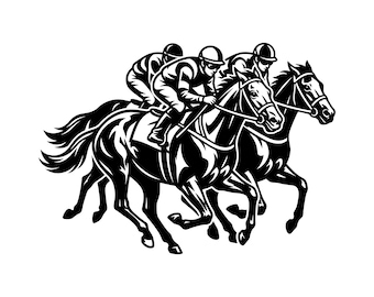 Horse Racing SVG - Jockey Equestrian Derby Day Stallion Racing Horses Gallop Printable Cut File, Instant Download, Commercial Use