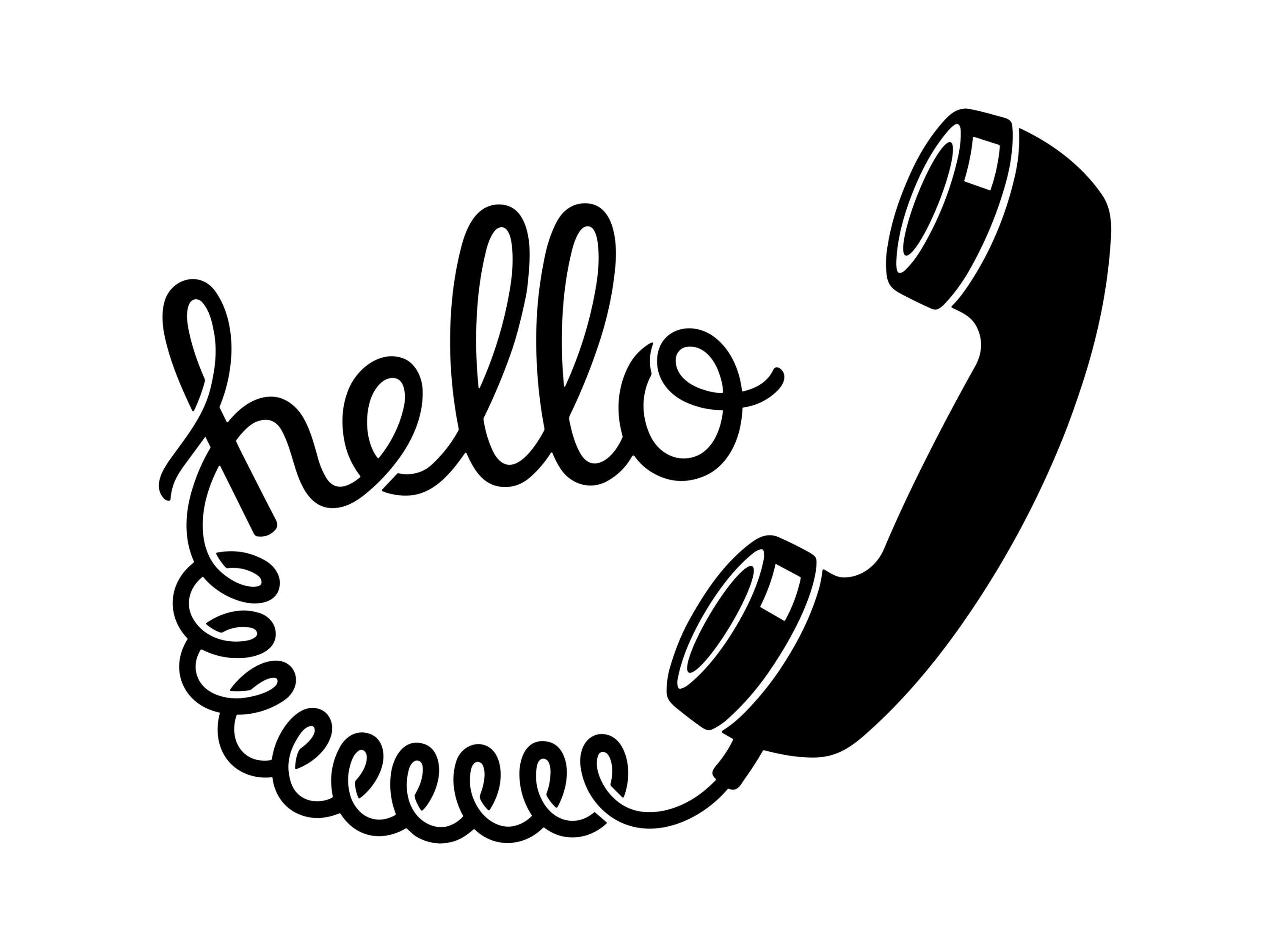 Hello Telephone SVG Retro Handset Vintage Phone Communication Call 