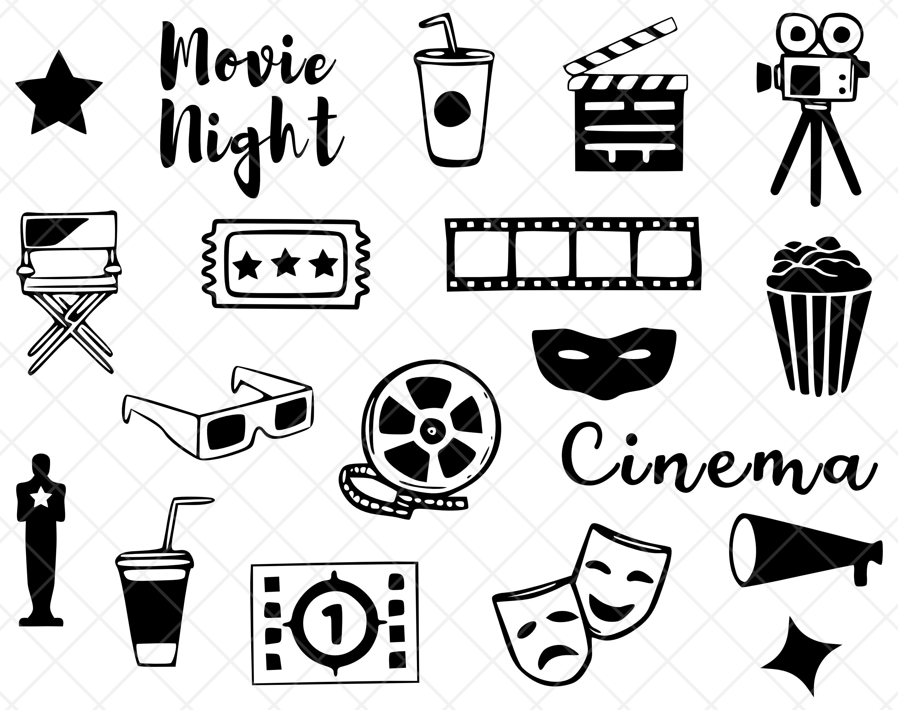 Cinema Clip Art Svg Movie Vector Art Hollywood Silhouette Cute Etsy Cinema Clip Art Svg Movie Vector Art Hollywood Silhouette Cute Etsy