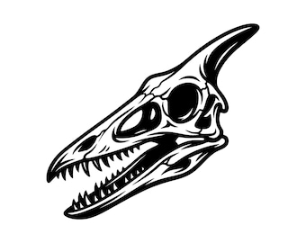 Cráneo de pterodáctilo SVG - Esqueleto fósil de huesos de dinosaurio prehistórico, archivo de corte imprimible, descarga instantánea, uso comercial.