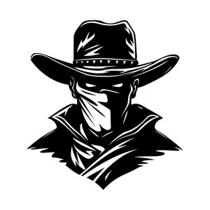 Outlaw SVG - Wilder Westen Revolverheld Cowboy Bandit Silhouette Clipart geschnitten Datei, sofortiger Download, kommerzielle Nutzung, svg jpg png eps pdf