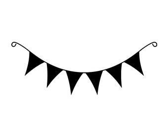 Party Banner SVG - Bunting Flag Banner Party Decoration Silhouette Clip Art Cut File, Instant Download, Commercial Use, svg png jpg eps pdf