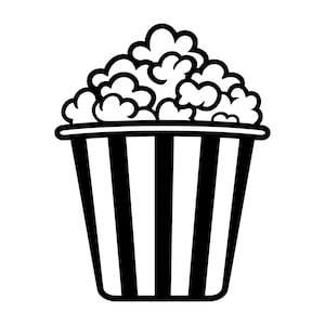 Popcorn SVG - Movie Theatre Snacks Popcorn Bucket Silhouette Clip Art Cut File, Instant Download, Commercial Use, svg png jpg eps pdf
