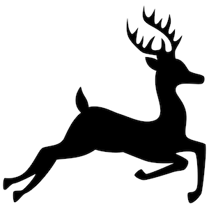 Christmas Reindeer SVG, Reindeer Silhouette, Rudolf Reindeer Clip Art, Flying Reindeer Cut File, Black and White Reindeer Vector File
