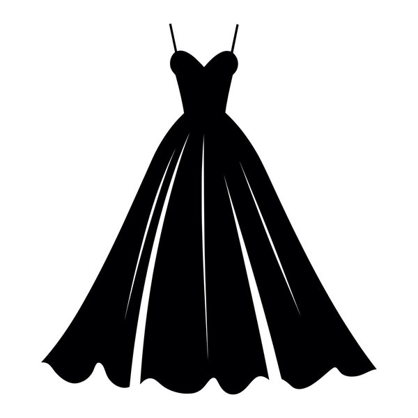 Dress SVG - Fashion Gown Wedding Prom Fancy Dress Silhouette Clip Art Cut File, Instant Download, Commercial Use, svg png jpg eps pdf
