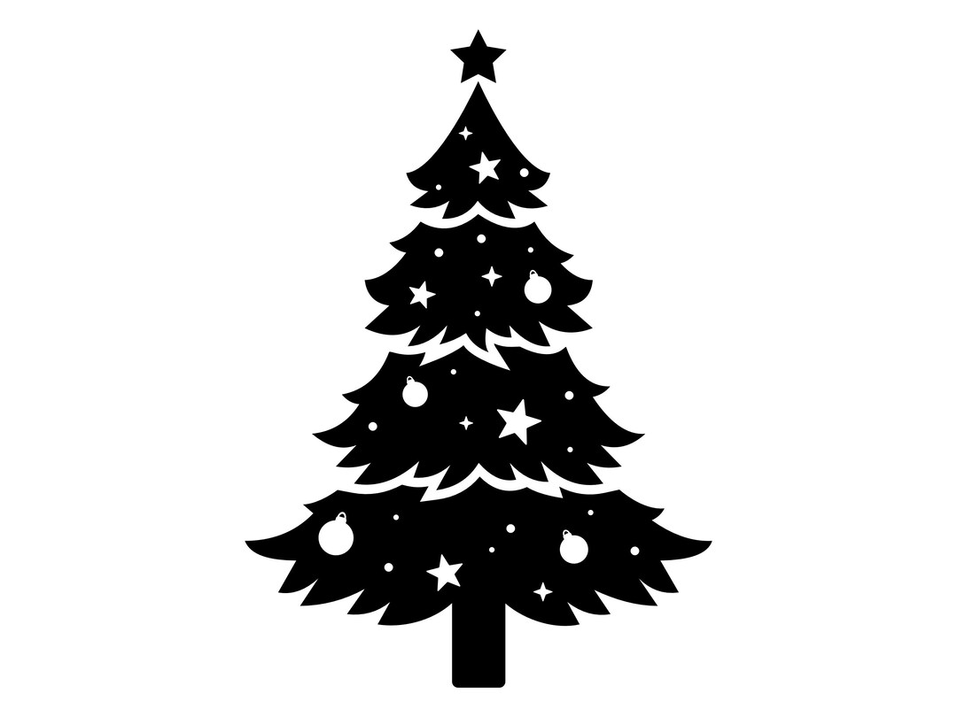 Decorated Christmas Tree SVG, Christmas Tree Silhouette, Christmas Tree Clip Art, Christmas Tree 