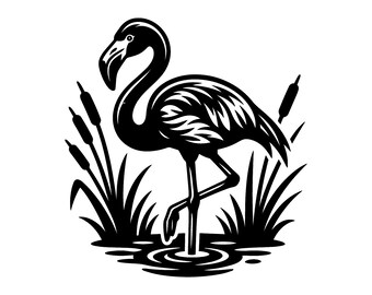 Flamenco SVG - Ave tropical, verano, playa, animal exótico, vida silvestre, archivo de corte imprimible, descarga instantánea, uso comercial.