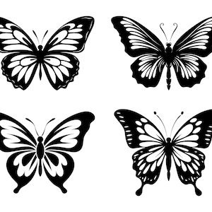 Butterflies SVG, Butterfly Silhouette, Butterfly Clipart, Butterfly Cut File, Butterfly Vector, Butterfly Outline, Printable, Commercial Use