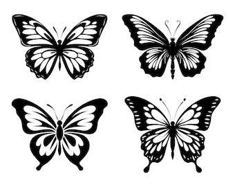 Butterflies SVG, Butterfly Silhouette, Butterfly Clipart, Butterfly Cut File, Butterfly Vector, Butterfly Outline, Printable, Commercial Use