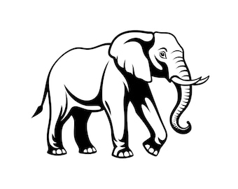 Elefante SVG - Silueta de elefante caminando de animales de safari africanos, archivo de corte, descarga instantánea, uso comercial, SVG, JPG, PNG, EPS, PDF